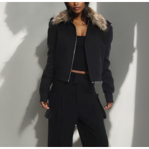 Office Fur Collar Decoration Long Sleeve Cotton Jacket Coat