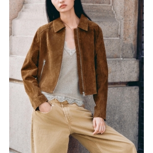 Personality Street All Match Suede Zipper Collared Coat