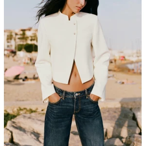 Fall Stand up Collar Long Sleeved Short Two Button Jacket Coat