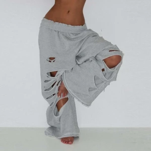 Fall Solid Color Personalized Ripped Sweatpants