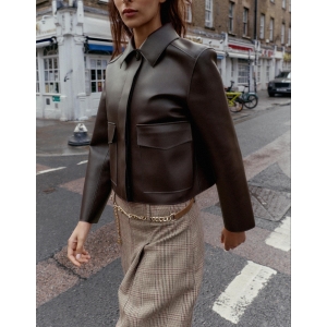 Faux Leather Short Jacket