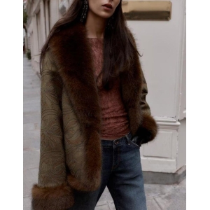 Elegant Women Embroidered Double Sided Short Overcoat Coat
