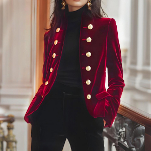 Autumn Winter Retro Solid Color Double Breasted Jacket