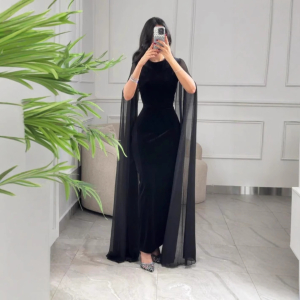 Autumn Winter Middle East Velvet Sheath Sleeve Dress