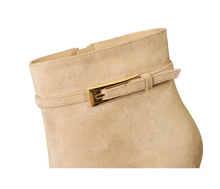 Pointed Toe Suede Stiletto Heel Belt Buckle Side Zipper High Heel Boots 21 Pointed Toe Suede Stiletto Heel Belt Buckle Side Zipper High Heel Boots - Image 7