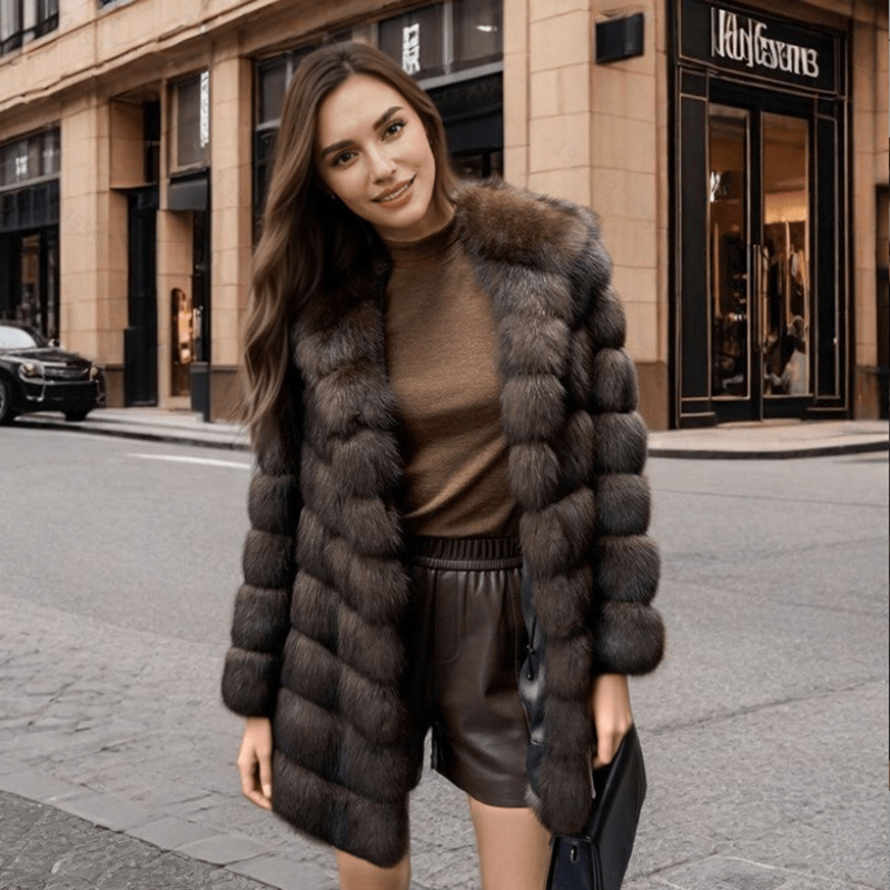 Artificial Mink Hair Fur Coat Mid Length Hooded Coat 2 Artificial Mink Hair Fur Coat Mid Length Hooded Coat - Image 2