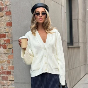 Loose Knitted Cardigan V neck Idle Loose Sweater
