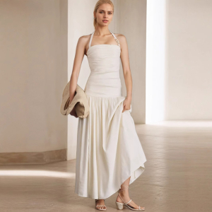 Summer Wide Camisole Halter Sleeveless Backless Dress