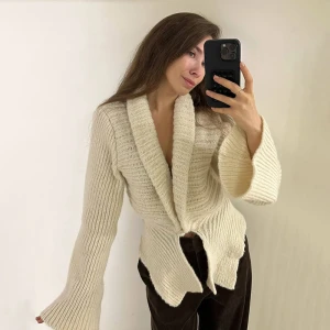 Deep V Plunge Neck Hollow Out Cutout Loose Sweater Cardigan Coat