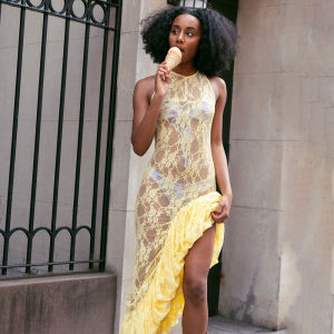 Sleeveless Round Neck Lace See through Irregular Asymmetric Maxi Dress