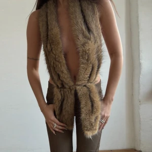Fur Collar Sexy Deep V Plunge Lace Up Vest