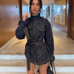 Casual Loose Collared Single Breasted Workwear Denim Jacket