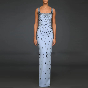 Star Heavy Industry Beads Diamond Elastic Vest Maxi Dress