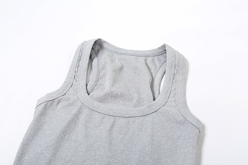 Autumn Casual Round Neck Solid Color Slim Fit I Shape Vest High Waist Shorts Suit 4 Autumn Casual Round Neck Solid Color Slim Fit I Shape Vest High Waist Shorts Suit - Image 4