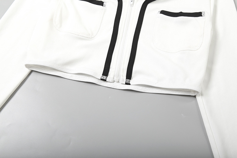 Autumn Bare Cropped Slim Fit Zipper Coat Top Color Matching Shorts Set 11 Autumn Bare Cropped Slim Fit Zipper Coat Top Color Matching Shorts Set - Image 11