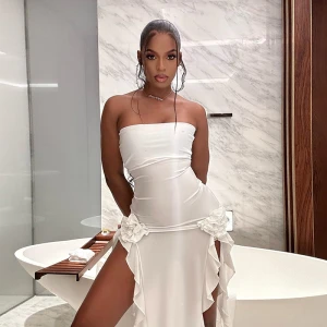 Spring Summer Off Shoulder Irregular Asymmetric Hem Slim Fit Evening Dress