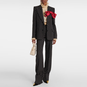 Star Bow Decoration Polka Dot Blazer Trousers Blazers Two Piece Sets