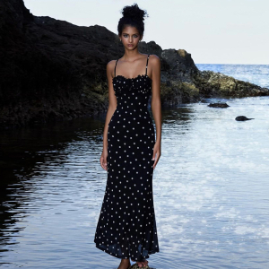 Summer French Slim Fit Backless Polka Dot Brace Dress