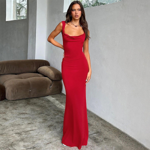 Spring Suspenders Backless Bow Slim Sheath Dress