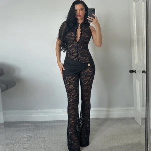 Lace Stitching Sleeveless High Waist Slim Fit Micro Pull Jumpsuit