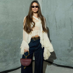 Hanging Collar See through Ruffled Long Sleeve Smock Top