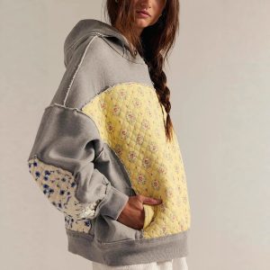 Autumn Winter Hooded Embroidery Stitching Sweater Pullover Casual Top