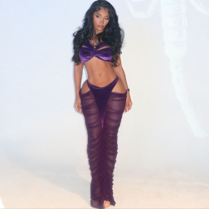 Autumn Winter Tube Top High Waist Stitching See through Skirt Set