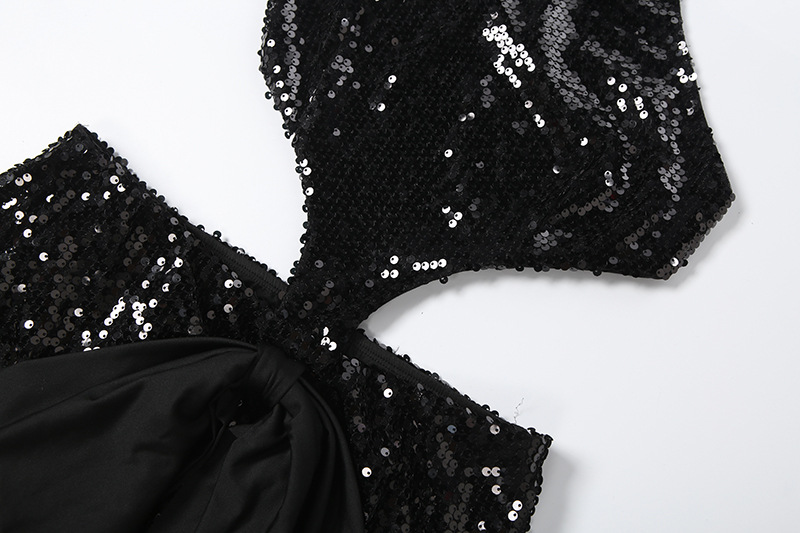 Autumn Winter Backless Hollow Out Cutout Stitching Maxi Elegant Sequin Dress 8 Autumn Winter Backless Hollow Out Cutout Stitching Maxi Elegant Sequin Dress - Image 8