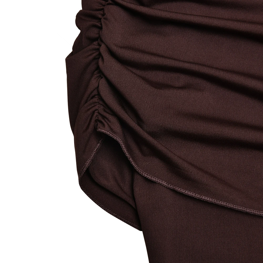 Round Neck Shoulder Wrap Solid Color Slim Fitting Patchwork Ribbon Dress 13 Round Neck Shoulder Wrap Solid Color Slim Fitting Patchwork Ribbon Dress - Image 13