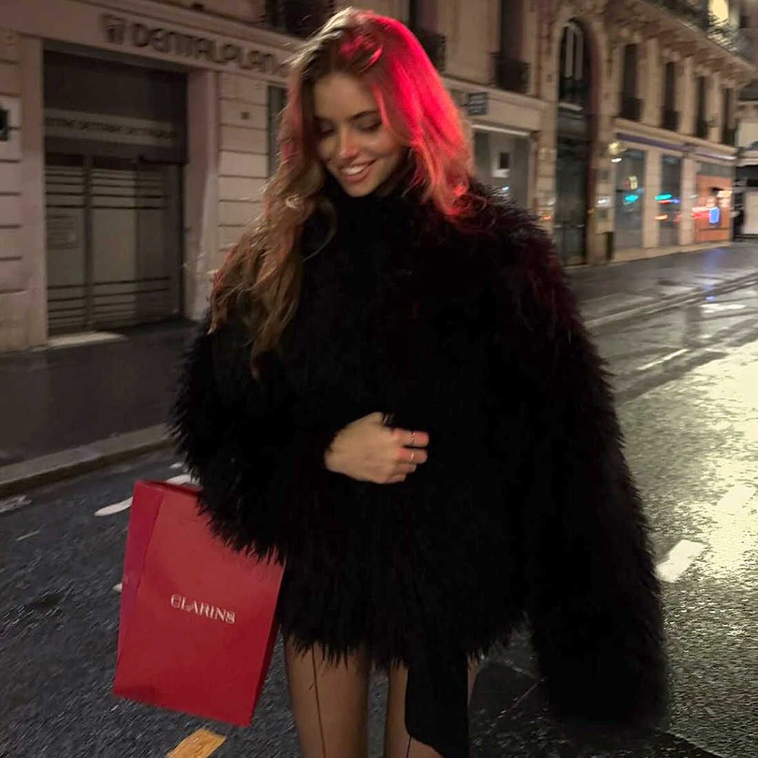 Autumn Winter High Collar Long Sleeve Comfortable Fluffy Plush Coat 4 Autumn Winter High Collar Long Sleeve Comfortable Fluffy Plush Coat - Image 4