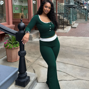 Casual Fall Camisole Long Sleeve Jacket Slim Fit Bootcut Pants Three Piece Set