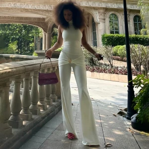 Summer Half Turtleneck Jumpsuit Backless Sleeveless Slim Fit Bodysuit