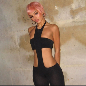 Autumn Cropped Outfit Halter Tight Fitting Solid Color Personalized One Piece Trousers