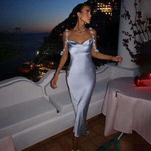 Summer Slim Fit Low-Cut Sling Maxi Dress