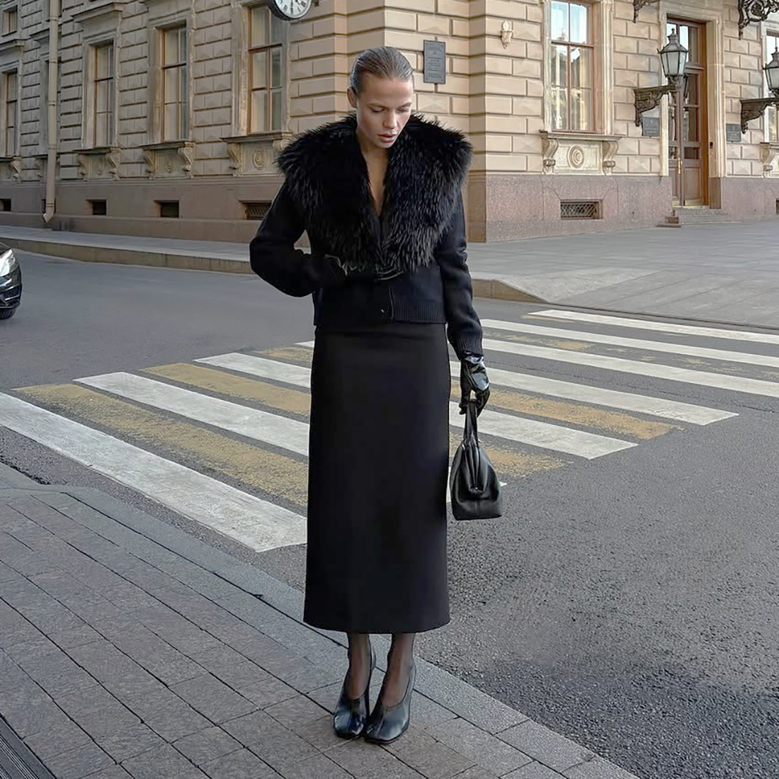 Autumn Winter Elegant Fur Collar Stitching Solid Color Cardigan Long Sleeve Coat 3 Autumn Winter Elegant Fur Collar Stitching Solid Color Cardigan Long Sleeve Coat - Image 3