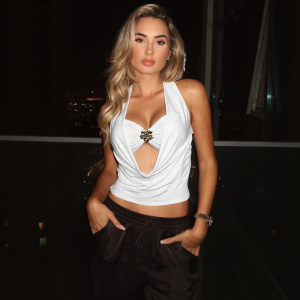 Summer Hanging Neck Pile Collar Backless Slim Fit Tube Top Vest Set