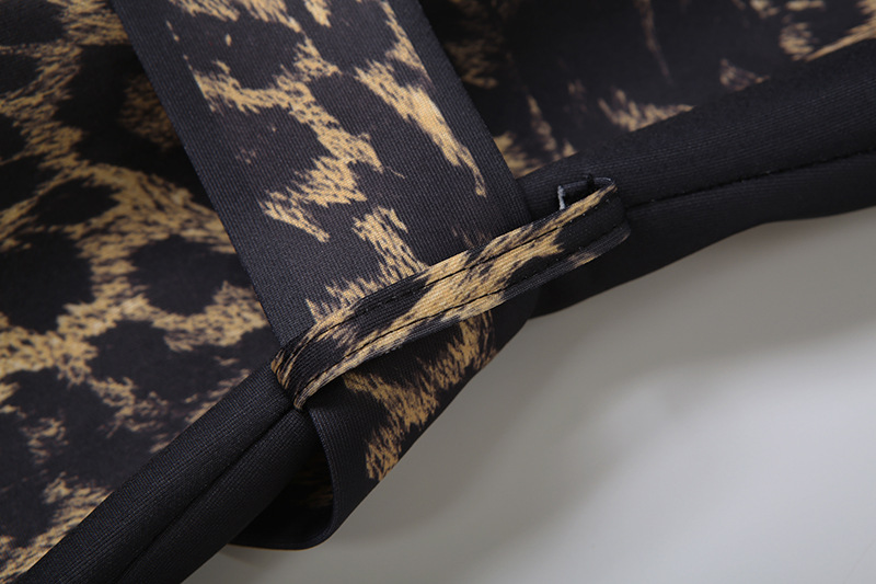 Autumn Winter Collared Print Leopard Print Long Casual Bandage Trench Coat 7 Autumn Winter Collared Print Leopard Print Long Casual Bandage Trench Coat - Image 7
