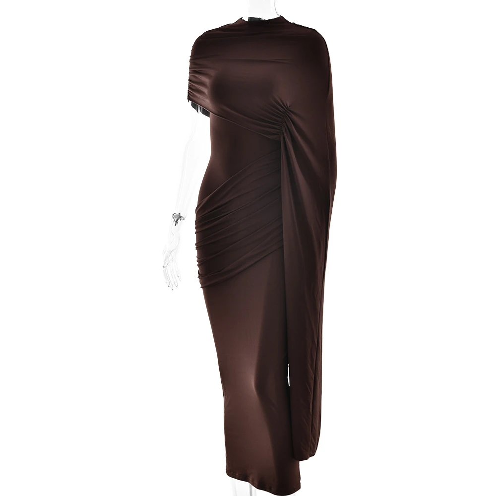 Round Neck Shoulder Wrap Solid Color Slim Fitting Patchwork Ribbon Dress 9 Round Neck Shoulder Wrap Solid Color Slim Fitting Patchwork Ribbon Dress - Image 9