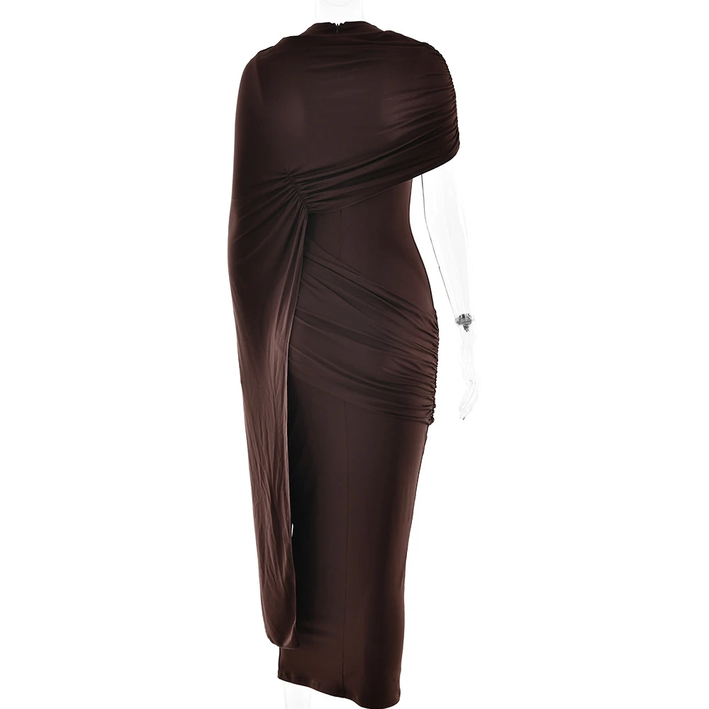 Round Neck Shoulder Wrap Solid Color Slim Fitting Patchwork Ribbon Dress 10 Round Neck Shoulder Wrap Solid Color Slim Fitting Patchwork Ribbon Dress - Image 10