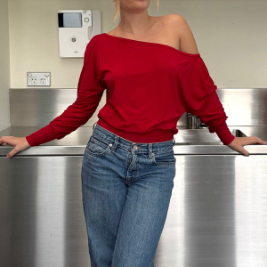 Minimalist Long Sleeve Shirt Waist Slimming T Shirt