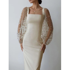 Concise Elegant Embroidery Stitching Hip Dress