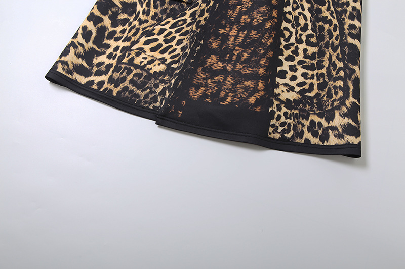 Autumn Winter Collared Print Leopard Print Long Casual Bandage Trench Coat 9 Autumn Winter Collared Print Leopard Print Long Casual Bandage Trench Coat - Image 9