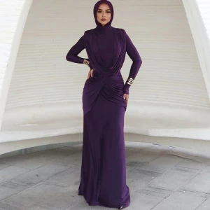 Autumn Winter Slim Half Turtleneck Solid Color Irregular Asymmetric Elegant Dress