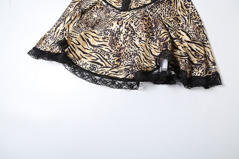 Autumn Winter Backless Slim Fit See through Lace Leopard Splicing Slip Dress 12 Autumn Winter Backless Slim Fit See Through Lace Leopard Splicing Slip Dress - Image 12
