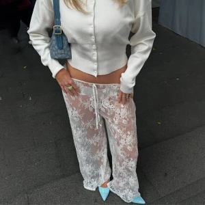 Summer Lace See through High Waist Casual Baggy Straight Trousers