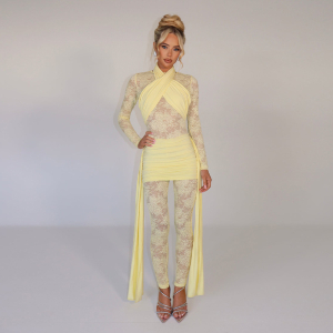 Summer Lace Strap Stitching Tight Jumpsuit