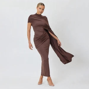 Round Neck Shoulder Wrap Solid Color Slim Fitting Patchwork Ribbon Dress