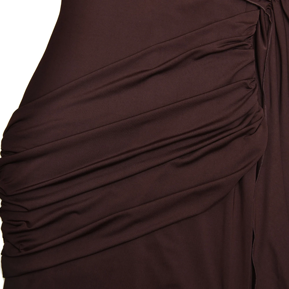 Round Neck Shoulder Wrap Solid Color Slim Fitting Patchwork Ribbon Dress 14 Round Neck Shoulder Wrap Solid Color Slim Fitting Patchwork Ribbon Dress - Image 14
