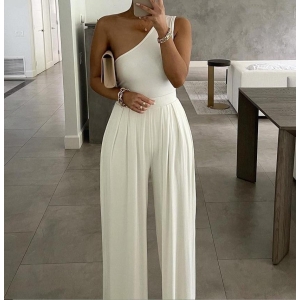 Celeb Concise One Shoulder Asymmetric Comfortable Jumpsuit