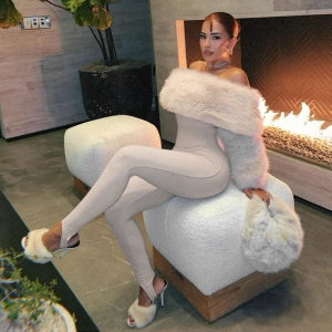 Autumn Winter Plush Stitching High Waist Slim Solid Color Jumpsuit